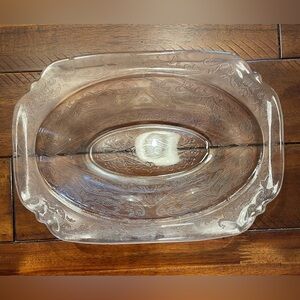 Federal Glass Madrid Pattern Vegetable Serving Bowl Clear Depression Glass 10"